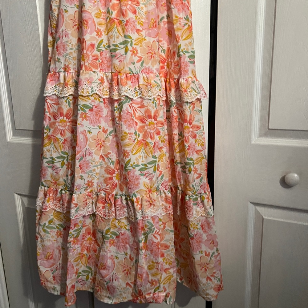 NWOT Haute Hippie Orange and Pink Smocked Tiered Sundress - Picture 2 of 13